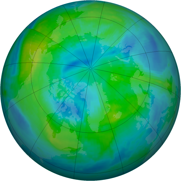 Arctic ozone map for 11 October 1999